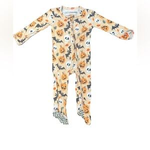 Spooky Pumpkin and Skull Kids Footie Pajamas